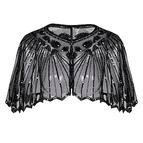Retro Roaring 20s 1920s Party Costume Prom Dress Halloween Costumes The Great Gatsby Charleston Wedding Guest Sequins Geometric A-Line Cape Normal Women's Chri