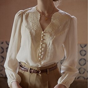 Retro Vintage 1950s Renaissance Blouse / Shirt Embroidered Women's Vacation Casual Daily Adults' Blouse Spring Summer