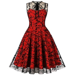 Retro Vintage 1950s Rockabilly A-Line Dress Swing Dress Flare Dress Lace Embroidery Women's Masquerade Casual Daily Bachelorette Party Adults' Dress Homecoming Dresses