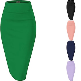 Retro Vintage 1950s Rockabilly Long Length Pencil Skirt Solid Color Women's Masquerade Casual Daily Wear Tea Party Adults' Skirt