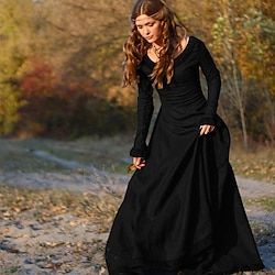 Retro Vintage Medieval Vintage Dress Long Length Dress Tunic Dress Normal Viking Ranger Elven Women's Celtic Viking Halloween Carnival Performance Party LARP Adults' Dress