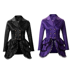 Retro Vintage Punk Gothic Steampunk Coat Tuxedo Trench Coat Plague Doctor Solid Color Women's Halloween Carnival Masquerade Carnival Performance Party Adults' Coat All Seasons