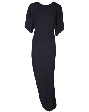 Rev Savita Black Asymmetric Long Dress