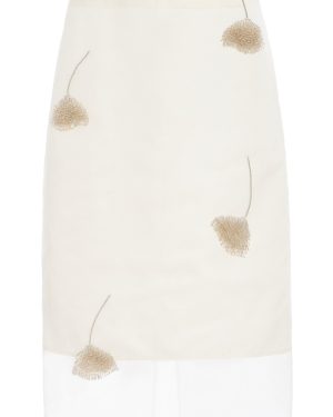 Rhe - Embellished Tulip Silk-Organza Skirt - White - FR 40 - Moda Operandi