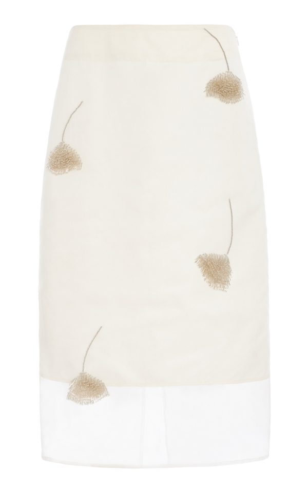 Rhe - Embellished Tulip Silk-Organza Skirt - White - FR 40 - Moda Operandi