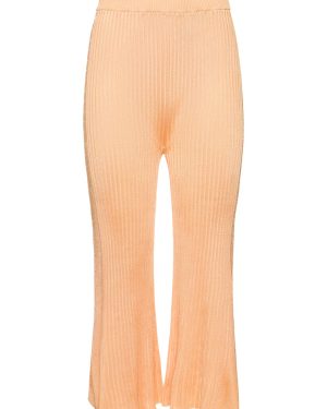 Ribbed Viscose Jersey Flared Crop Pants