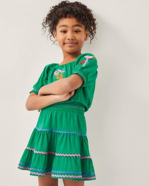 Ric-Rac Tiered Skirt Green
