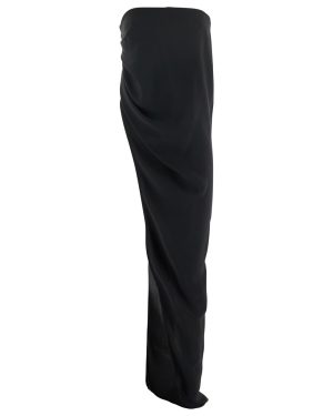 Rick Owens lido Black Long Dress With Straight Neckline And Asymmetric Design In Viscose Blend Woman