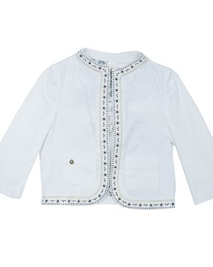 Roberto Cavalli Angels White Leather Trim Jacket 10 Yrs