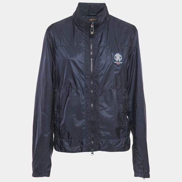 Roberto Cavalli Gym Blue Nylon Logo Applique Jacket L