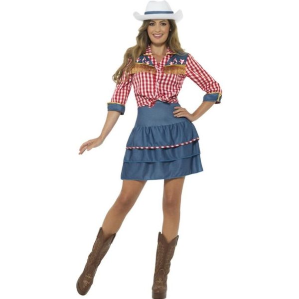Rodeo Doll Costume, Blue, with Skirt, Shirt & Hat