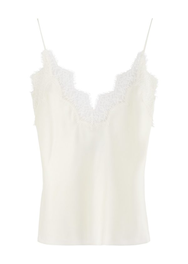 Rohe Lace-trimmed Silk-satin Camisole top - Cream - 40 (UK12 / M)