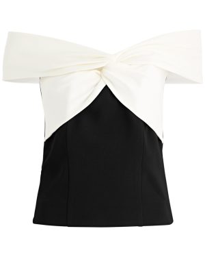 Roland Mouret Off-the-shoulder Knotted top - Black And White - 12 (UK16 /xl)