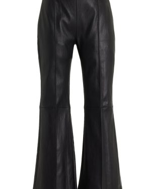 Rosetta Getty - Cropped Leather Flared Pants - Black - US 2 - Moda Operandi