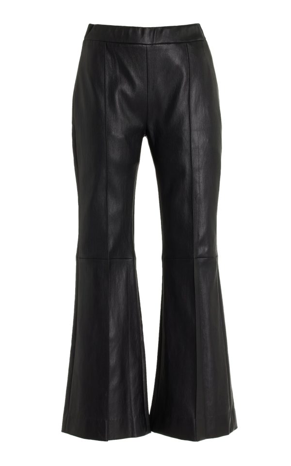 Rosetta Getty - Cropped Leather Flared Pants - Black - US 2 - Moda Operandi