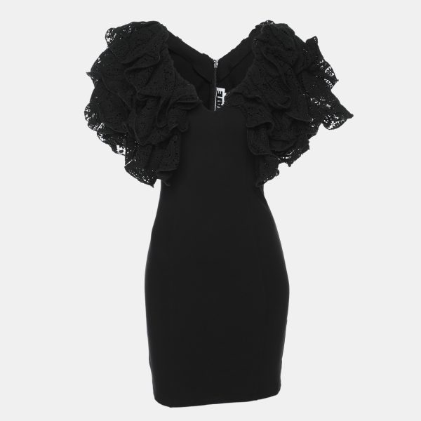 Rotate Birger Christensen Black Organic Cotton Carmen Mini Dress S