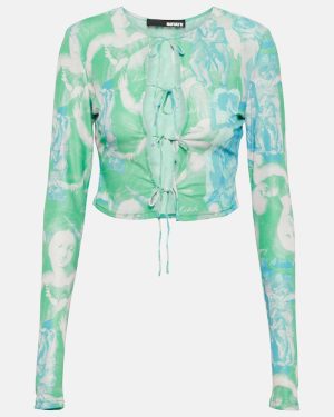 Rotate Printed mesh crop top