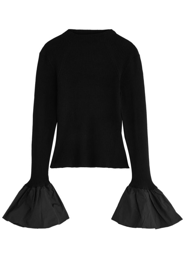 Rotate Ribbed-knit top - Black - 42 (UK14 / L)