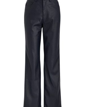 Rotate Sunday Woven Faux Leather Trousers - Dark Blue - 42 (UK14 / L)
