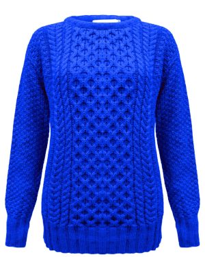 (Royal Blue, 20-22) New Ladies Women Knitted Cable Knit Jumper Sweater Pullover Top