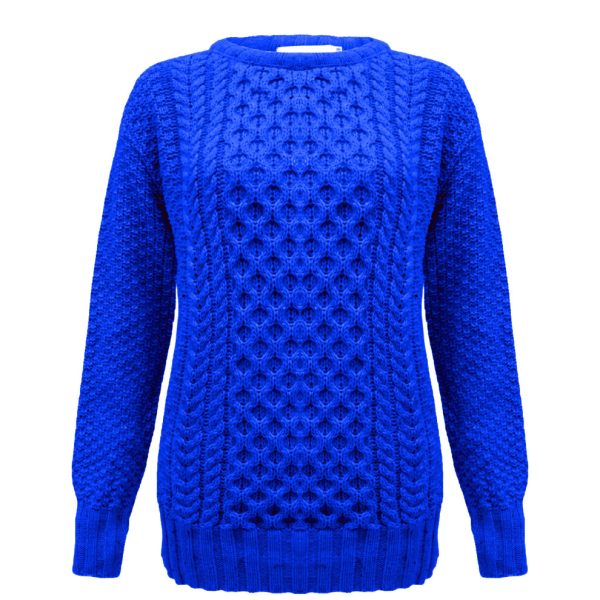 (Royal Blue, 20-22) New Ladies Women Knitted Cable Knit Jumper Sweater Pullover Top