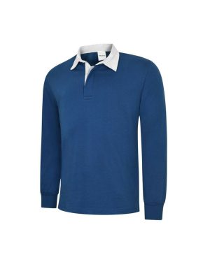 (Royal, L 42/44) PROSPO Classic Rugby Shirt Unisex Plain Sports Work Wear Cotton Jersey Polo TOP