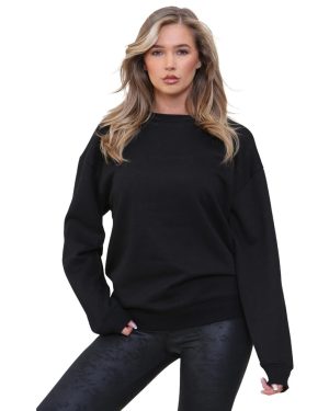 (S, Black) Enzo Womens Oversized Sweatshirt