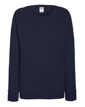 (S, Deep Navy) Fruit OF The Loom Ladies Fitted Lightweight Raglan Sweatshirt (240 GSM)