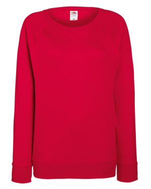 (S, Red) Fruit OF The Loom Ladies Fitted Lightweight Raglan Sweatshirt (240 GSM)
