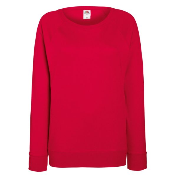 (S, Red) Fruit OF The Loom Ladies Fitted Lightweight Raglan Sweatshirt (240 GSM)