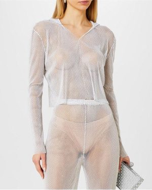 SANTA BRANDS Sparkle Hooded Blouse - White