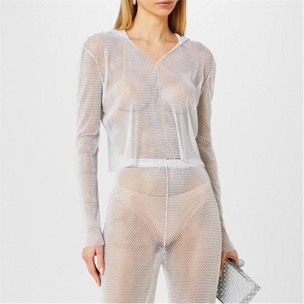 SANTA BRANDS Sparkle Hooded Blouse - White