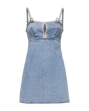 SELF PORTRAIT | Light blue denim pearl mini dress | Women | 10