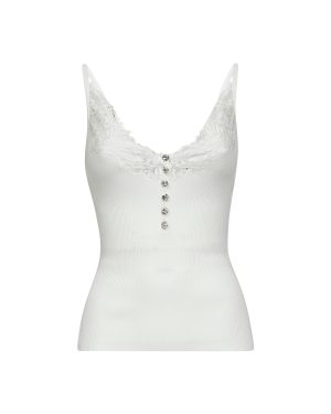 SELF PORTRAIT | White viscose rib knit top | Women | S