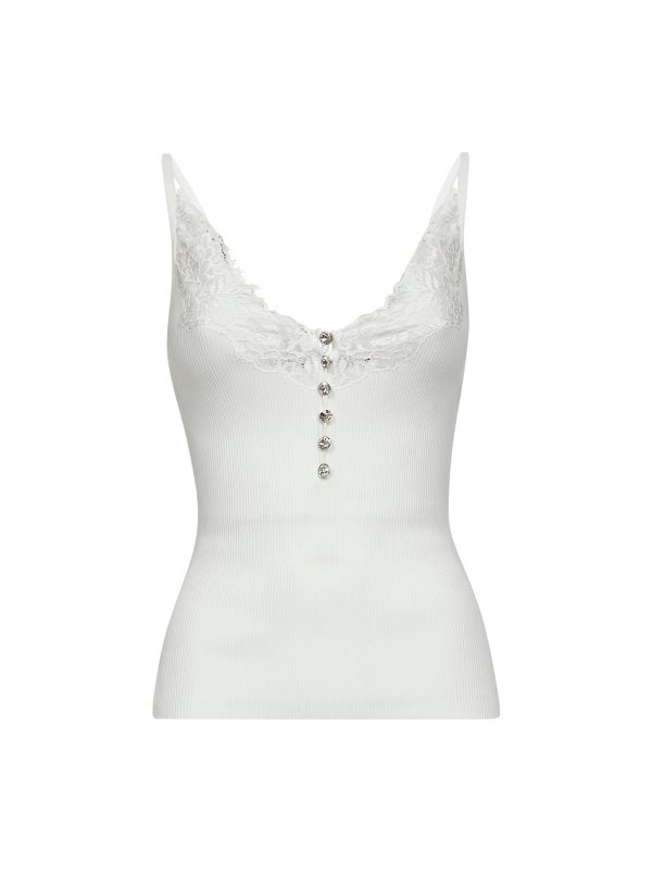 SELF PORTRAIT | White viscose rib knit top | Women | S
