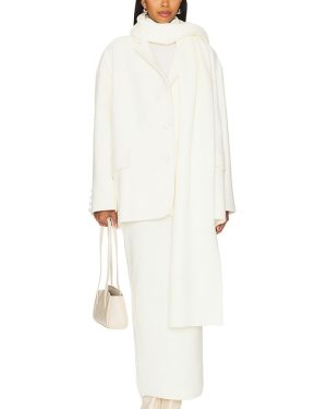 SELMACILEK Scarf-detailed Cachet Blazer Jacket in Cream. Size S, XS.