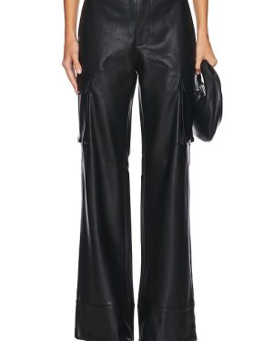 SER.O.YA Fifer Vegan Leather Low Rise Cargo Pant in Black. Size XL, XS.