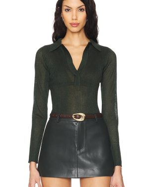 SER.O.YA Page Polo Top in Green. Size XL, XS.
