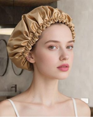 SHEONLY Adjustable Double Layer Satin Sleep Cap - Golden, Champagne