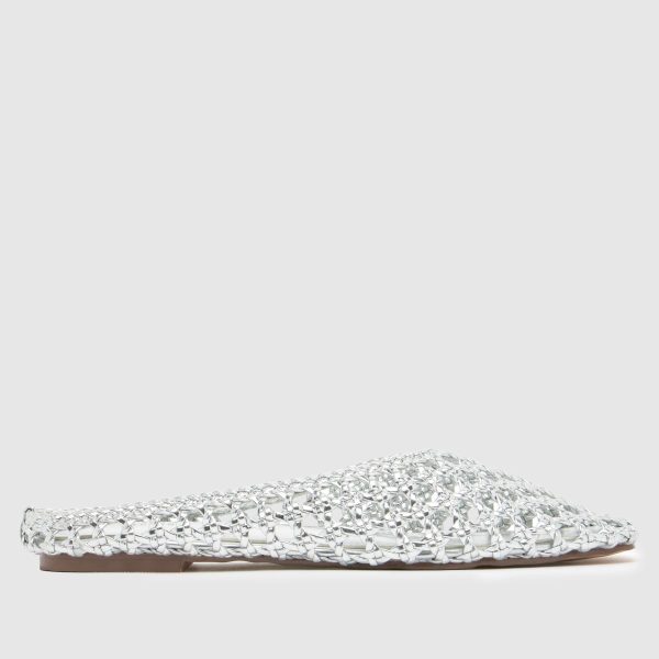 SIMMI Cassius Woven Mules Flats in Silver