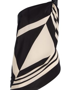 SIR - Pietra Beaded Silk Wrap Top - Black/white - XS/S - Moda Operandi