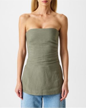 ST. AGNI Column Tunic Top - Green