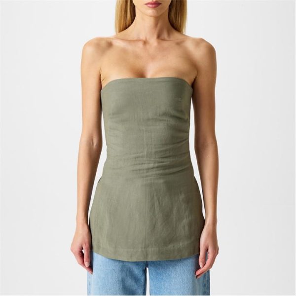 ST. AGNI Column Tunic Top - Green