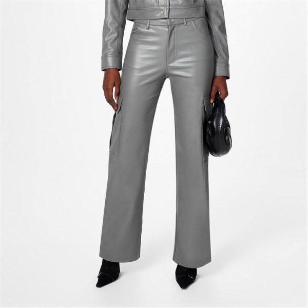 STINE GOYA Stevie Faux Leather Trousers - Grey