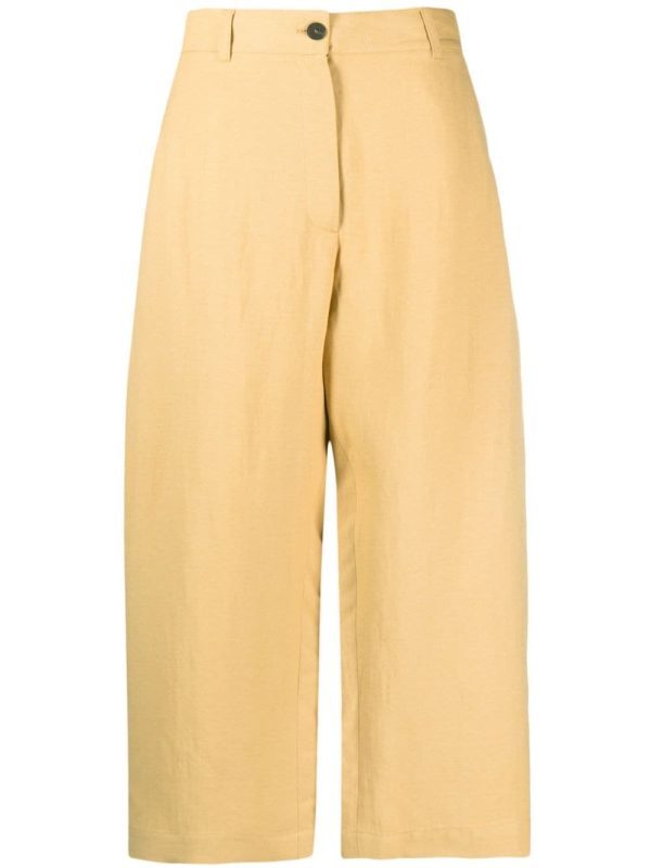 STUDIO NICHOLSON Wide Leg Cropped Cotton Trousers