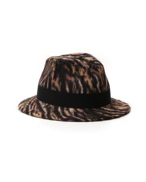 Saint Laurent Animal Print Fedora Hat