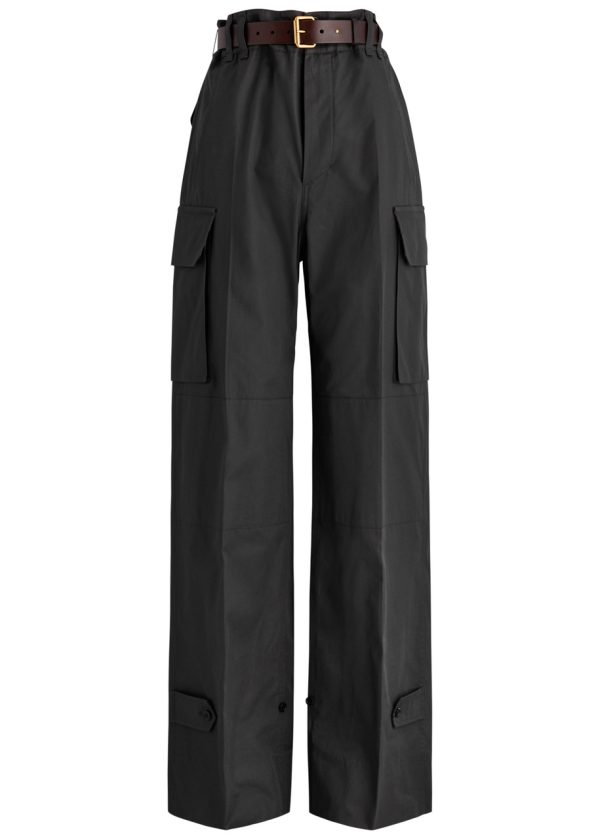 Saint Laurent Belted Cotton Cargo Trousers - Dark Grey - 36 (UK8 / S)
