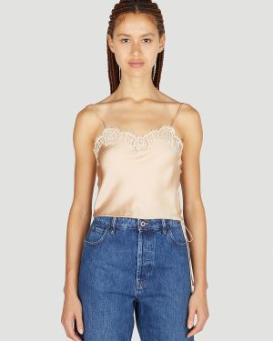 Saint Laurent Lace Camisole Top - Woman Tops Beige Fr - 34