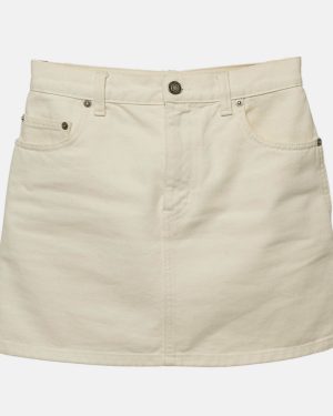 Saint Laurent Paris Cream Denim Mini Skirt S