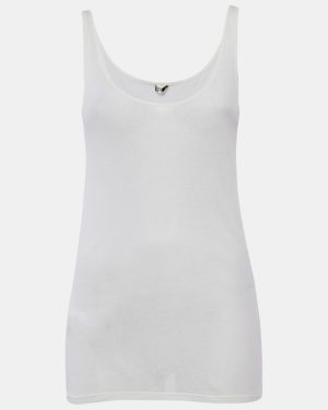 Saint Laurent Paris Cream Rib Knit Tank Top M